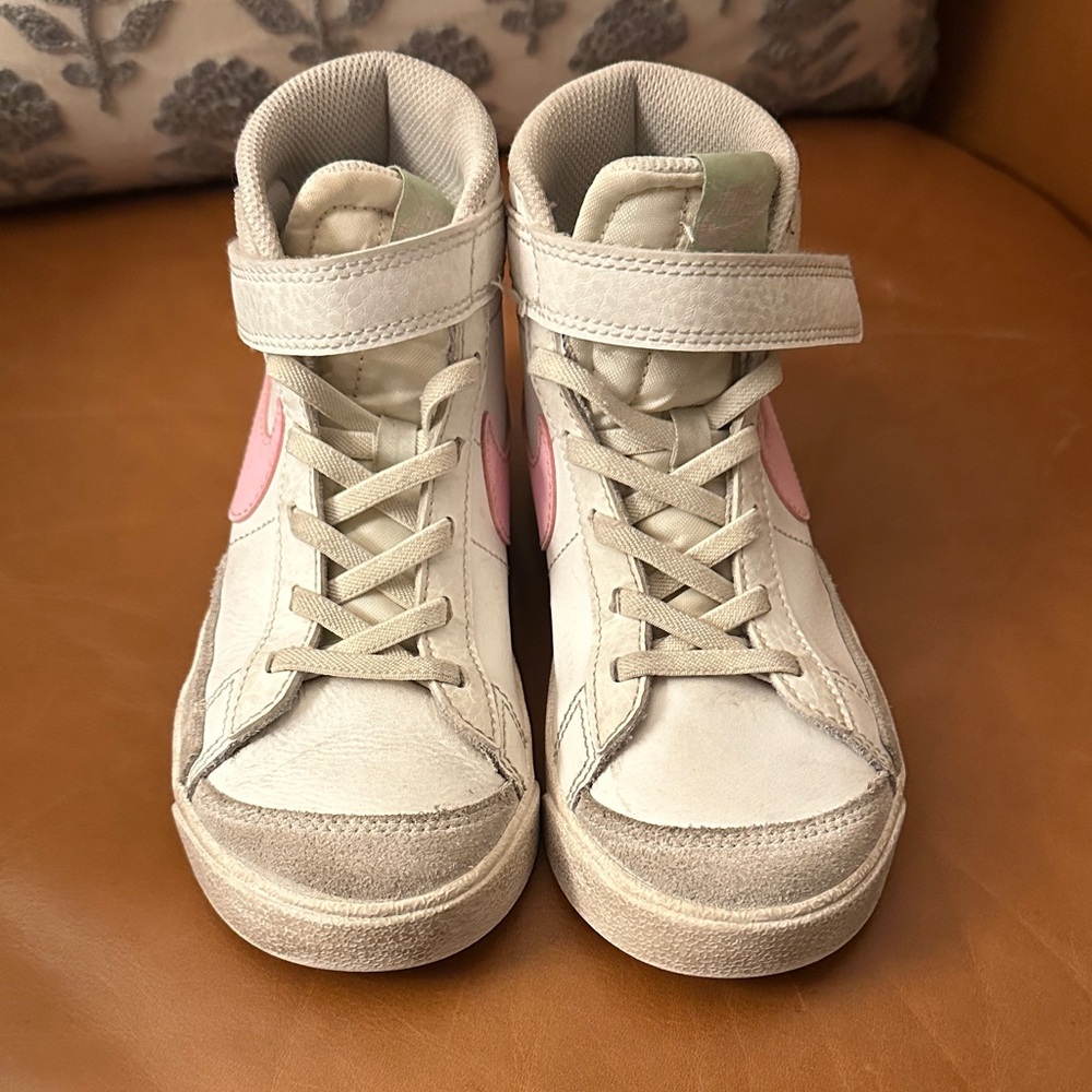 Nike Kids High-Top Sneakers - worn apx 5x, Cream and Pink - Picture 2 of 8